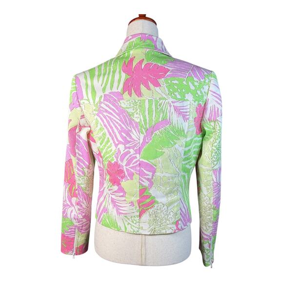 Carlisle Vintage Floral Zip Jacket Tropical Cotton Stretch Long Sleeve Pastel 6 - Picture 3 of 7